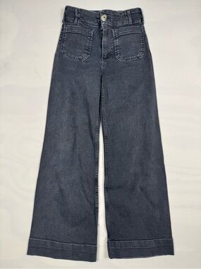 Maeve Colette High-Rise Wide-Leg Cropped Jeans Black Women’s 23 Retail $130